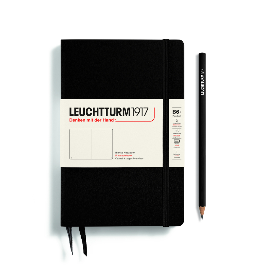 Leuchtturm Hardcover Paperback (B6+) - Black Plain
